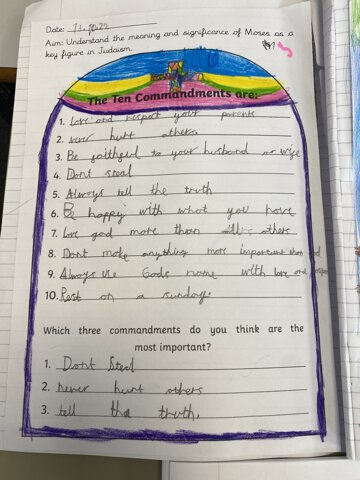 Image of Year 3 (Class 8) - Religious Education - The 10 Commandments